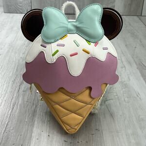 Loungefly X LASR Disney Minnie Ice Cream Convertible Mini Backpack Crossbody Bag